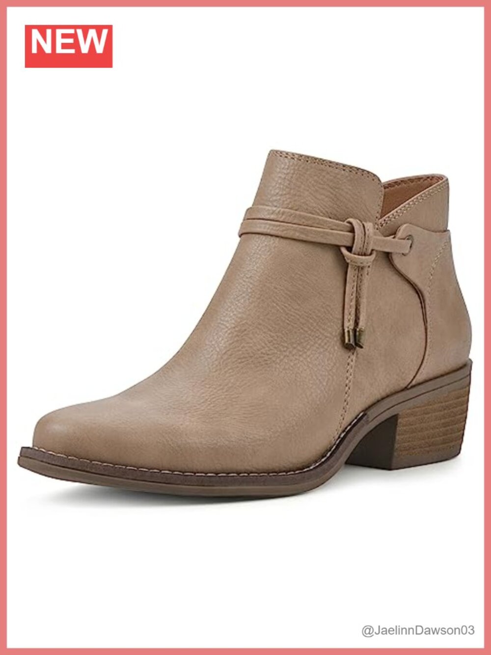 Block Heel Ankle Bootie with Tapered Toe & Inside Zipper